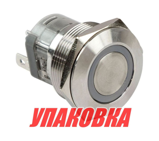 Кнопка без фиксации, подсветка белая, 12 В, д. 22 мм, Marine Rocket (упаковка из 50 шт.)