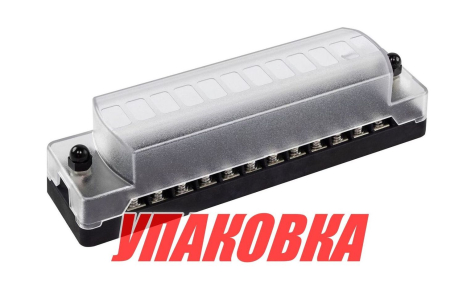 Блок на 12 предохранителей с общими шинами (+/-), Marine Rocket (упаковка из 10 шт.)
