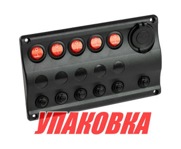 Панель бортового питания 5 переключателей, USB зарядка, индикация, автоматы (упаковка из 2 шт.)