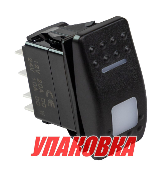 Переключатель трехпозиционный (ON)-OFF-(ON) 12В/20А 5р с подсветкой (упаковка из 10 шт.)