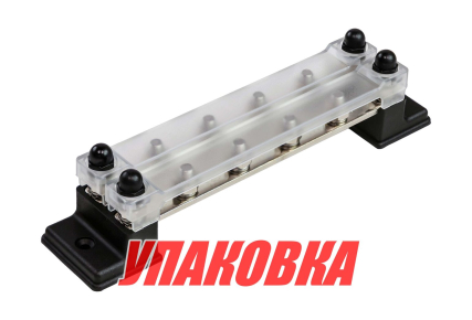 Колодка распределительная электромонтажная с защитной крышкой, 2 планки по 6 контактов (упаковка из 4 шт.)