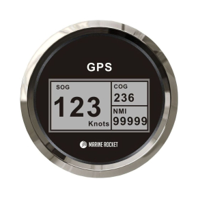 GPS-спидометр электронный, черный циферблат, нержавеющий ободок, выносная антенна, д. 85 мм, Marine Rocket