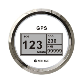 GPS-спидометр электронный, белый циферблат, нержавеющий ободок, выносная антенна, д. 85 мм, Marine Rocket