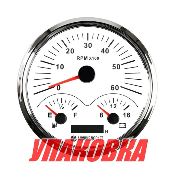 Прибор многофункциональный 4 в 1, белый циферблат, нержавеющий ободок, д. 110 мм, Marine Rocket (упаковка из 8 шт.)