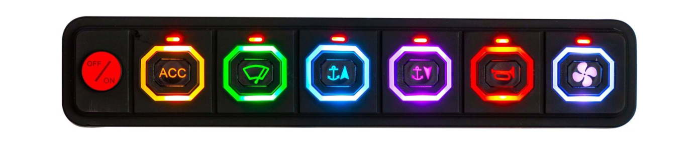 Панель управления (1 ряд, 6 кнопок, силикон, RGB), Marine Rocket